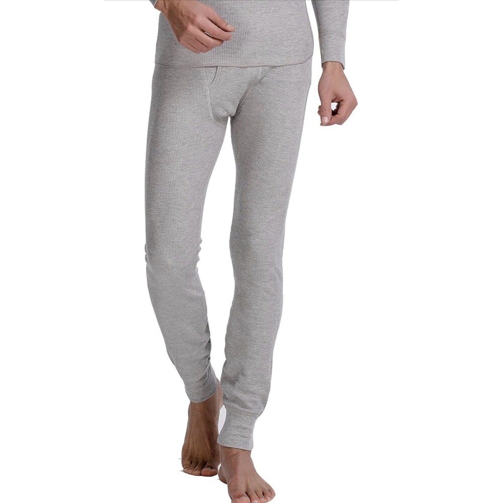 CYZ Men's Mid Weight Waffle Thermal Pants Long John Bottoms Grey Size Large NEW
